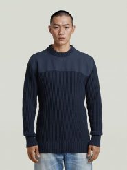 G-Star Sweter w kolorze granatowym rozmiar: L. Niebieskie swetry męskie G-Star, l, z aplikacjami, z bawełny, bez kołnierzyka. Za 329.95 zł.