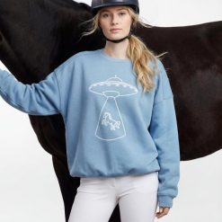 Bluza Galop Wear Cosmic Abduction. Niebieskie bluzy bez kaptura damskie GALOP WEAR, uniwersalny, z bawełny. Za 299.00 zł.
