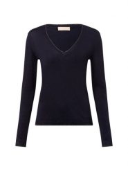 Liu Jo Collection Sweter Kobiety wiskoza niebieski, L. Niebieskie swetry klasyczne damskie Liu Jo Collection, l, z dzianiny, bez kołnierzyka. Za 399.95 zł.