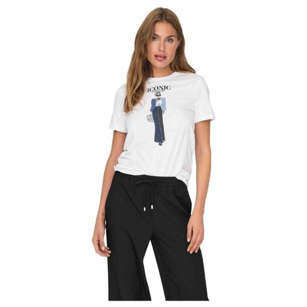 Koszulka crop top Kobieta ONLY Onlemma Life Reg S/S Lady Top Box Jrs. Białe topy damskie Only, s, bez wzorów, z bawełny, bez kołnierzyka. Za 126.65 zł.