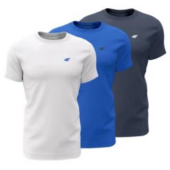 T-shirt męski (ZESTAW KOSZULEK 3 SZT.) 4F 4FWSS26TTSHM4479. T-shirty męskie 4f, m, bez wzorów, z bawełny, bez kołnierzyka. Za 159.99 zł.