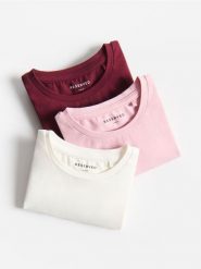 Gładki t-shirt 3 pack - wielobarwny. Koszulki dziewczęce Reserved, m, bez wzorów, z bawełny, bez ramiączek. Za 49.99 zł.