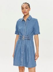 ONLY Sukienka jeansowa Myra 15300434 Niebieski Regular Fit. Niebieskie sukienki damskie Only, xs, bez wzorów, z bawełny, bez kołnierzyka, bez ramiączek. Za 249.99 zł.