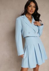 Niebieska Dwurzędowa Marynarka o Krótkim Fasonie Redafira. Niebieskie marynarki i żakiety damskie Renee, l, z aplikacjami, eleganckie. Za 129.99 zł.