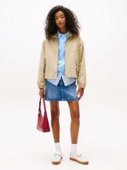 TOMMY JEANS Kurtka koszulowa w kolorze beżowym rozmiar: XS. Brązowe kurtki damskie Tommy Jeans, xs, bez wzorów, z bawełny, bez kaptura. Za 368.96 zł.
