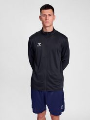 Bluza hmlESSENTIAL TRACK JACKET. Czarne bluzy sportowe damskie HUMMEL, xl, bez wzorów, z materiału, bez ramiączek, krótkie, bez kaptura. Za 141.50 zł.