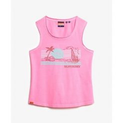 Damski tank top Superdry. Czerwone topy damskie Superdry., bez wzorów, bez kołnierzyka. W wyprzedaży za 125.80 zł.