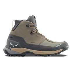 Buty trekkingowe Salewa Puez Leather Mid PTX. Brązowe buty trekkingowe męskie Salewa, z nubiku, bez zapięcia, trekkingowe. Za 883.20 zł.