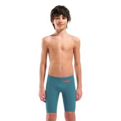 Spodenki startowe pływackie Arena Powerskin IMPULSO Jammer Junior. Zielone szorty damskie Arena, bez wzorów, sportowe. Za 399.99 zł.