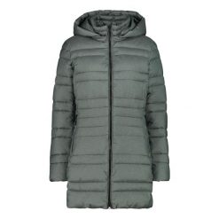 Długa kurtka puchowa z kapturem damska CMP Snaps. Zielone kurtki damskie CMP, bez wzorów, z puchu, z kapturem, narciarskie. Za 603.55 zł.