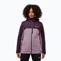 Kurtka 3w1 damska Jack Wolfskin Hunberg. Fioletowe kurtki damskie Jack Wolfskin, bez wzorów, bez kaptura. Za 1,129.00 zł.