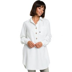 Tunika w kolorze białym. Białe tuniki damskie Be Wear, xl, bez wzorów, bez kołnierzyka, bez ramiączek. Za 149.95 zł.
