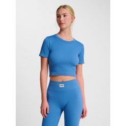 Damska koszulka bezszwowa Hummel Pulse. Niebieskie bluzki damskie HUMMEL, bez wzorów, sportowe, bez kołnierzyka, bez ramiączek. Za 158.00 zł.