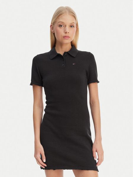 Tommy Jeans Sukienka codzienna Lettuce DW0DW22336 Czarny Slim Fit. Czarne sukienki damskie Tommy Jeans, na co dzień, l, bez wzorów, z bawełny, bez kołnierzyka, bez ramiączek, proste. Za 409.99 zł.