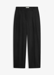 Spodnie barrel. Czarne spodnie materiałowe damskie bonprix, bez wzorów, eleganckie. Za 179.99 zł.