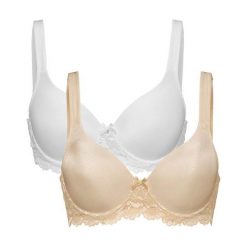 Cellbes Biustonosz Molly 2 Pack beżowy biały female beżowy/biały 110E. Białe biustonosze sportowe damskie Cellbes, bez wzorów, z koronki. Za 179.00 zł.