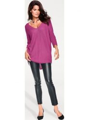 Heine Sweter w kolorze fioletowym rozmiar: 44/46. Różowe swetry klasyczne damskie Heine, z bawełny, bez kołnierzyka. Za 87.19 zł.