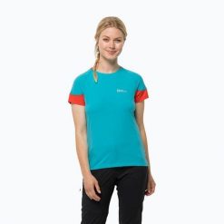 Koszulka trekkingowa damska Jack Wolfskin Narrows. Niebieskie bluzki damskie Jack Wolfskin, xs, bez wzorów, casualowe, bez kołnierzyka, bez ramiączek. Za 89.99 zł.