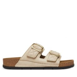 Klapki Scholl. Brązowe klapki damskie Scholl, bez wzorów, bez obcasa. Za 329.99 zł.