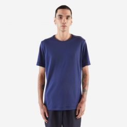 Koszulka do biegania męska Kiprun Run 100 Dry. Niebieskie t-shirty sportowe męskie Decathlon, m, z bawełny, bez ramiączek, do biegania. Za 29.99 zł.