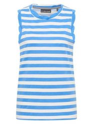 ELBSAND Top "Meevis" w kolorze niebiesko-białym rozmiar: L. Białe topy damskie ELBSAND, l, bez wzorów, z bawełny, bez kołnierzyka. Za 82.99 zł.