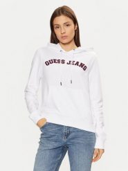 Guess Jeans Bluza W5RQ17 K68I4 Biały Regular Fit. Białe bluzy bez kaptura damskie Guess Jeans, xxl, z bawełny. Za 209.99 zł.