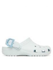 Crocs Klapki Classic Enamel Buckle Clog 213347 Niebieski jasny. Niebieskie klapki damskie Crocs, bez wzorów, z tworzywa sztucznego, bez obcasa. Za 259.99 zł.