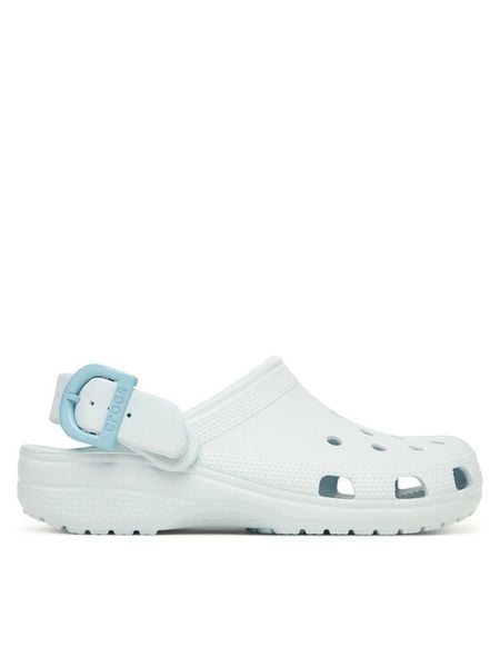 Crocs Klapki Classic Enamel Buckle Clog 213347 Niebieski jasny. Niebieskie klapki damskie Crocs, bez wzorów, z tworzywa sztucznego, bez obcasa. Za 259.99 zł.