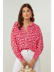 Lin Passion Bluzka w kolorze czerwono-jasnoróżowym rozmiar: 40/42. Czerwone bluzki damskie Lin Passion, bez wzorów, z bawełny, klasyczne, bez kołnierzyka, bez ramiączek. Za 113.99 zł.