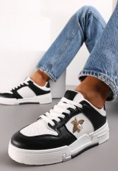 Czarne Sneakersy z Broszką z Perłą w Kształcie Owada Zuriana. Czarne broszki damskie Renee, z perłą. Za 109.99 zł.