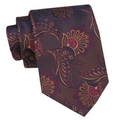Męski Krawat, Szeroki, Klasyczny - CHATTIER - Kwiaty, Brąz z Bordem. Czerwone krawaty i muchy męskie Chattier, bez wzorów, z tkaniny, eleganckie. Za 49.00 zł.