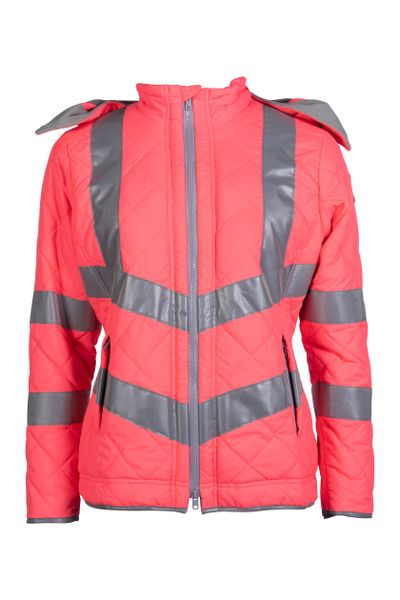 Kurtka puchowa odblaskowa HKM. Czerwone kurtki damskie HKM, l, bez wzorów, z materiału, bez kaptura. Za 335.00 zł.