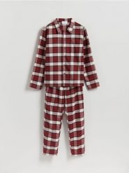 Dwuczęściowa piżama w kratę - czerwony. Czerwone piżamy męskie Reserved, l, bez wzorów, z bawełny, bez ramiączek. Za 159.99 zł.