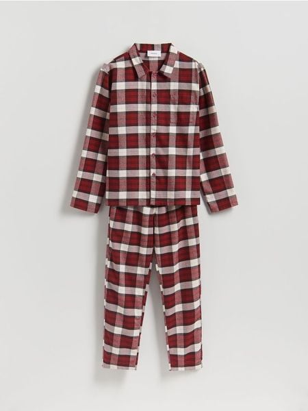 Dwuczęściowa piżama w kratę - czerwony. Czerwone piżamy męskie Reserved, l, bez wzorów, z bawełny, bez ramiączek. W wyprzedaży za 119.99 zł.