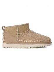 UGG Skórzane botki "Classic Ultra Mini Biarritz" w kolorze beżowym rozmiar: 39. Brązowe botki damskie Ugg, ze skóry, bez obcasa, bez zapięcia. Za 694.54 zł.