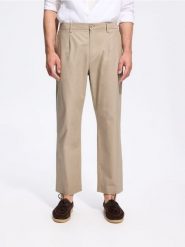 Spodnie jogger z domieszką lnu - brązowy. Brązowe spodnie materiałowe męskie Reserved, bez wzorów, z bawełny. Za 149.99 zł.