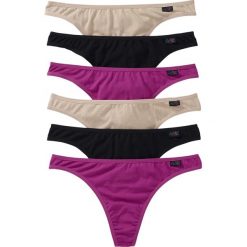 Stringi z bawełny organicznej, 6 par. Czarne stringi damskie bonprix, z aplikacjami, z bawełny. Za 62.99 zł.