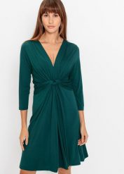 Sukienka z dżerseju. Niebieskie sukienki damskie bonprix, bez wzorów, z dżerseju, bez kołnierzyka, bez ramiączek. Za 147.99 zł.