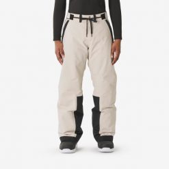 Spodnie narciarskie i snowboardowe męskie Quechua SNB 500. Brązowe spodnie materiałowe męskie DREAMSCAPE, bez wzorów, z materiału, sportowe. Za 299.99 zł.