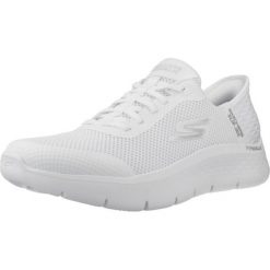 Buty SKECHERS SLIP-INS GO WALK FLEX Biały. Białe trampki i tenisówki damskie Skechers, bez wzorów, z materiału. Za 385.99 zł.