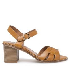 Sandały Lasocki. Brązowe sandały damskie Lasocki, bez wzorów, bez obcasa, na słupku. Za 199.99 zł.