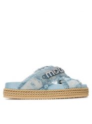 Mou Klapki Criss-cross MU.SW451010K Niebieski. Niebieskie klapki damskie Mou, bez wzorów, z materiału, bez obcasa. Za 619.99 zł.