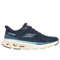 Buty sportowe damskie Skechers Glide Step Vortex. Niebieskie buty sportowe na co dzień damskie Skechers, bez wzorów, z materiału. Za 386.50 zł.