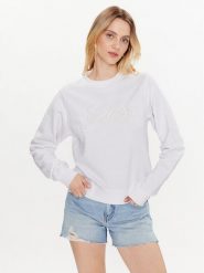 Guess Bluza Logo Script W3GQ12 KBK32 Biały Regular Fit. Białe bluzy bez kaptura damskie Guess, xl, z bawełny. Za 199.99 zł.