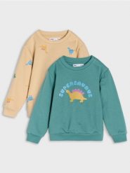 Bluza crewneck z nadrukiem 2 pack - zielony. Zielone bluzy i bluzki niemowlęce Sinsay, bez wzorów, bez ramiączek, bez kaptura. Za 25.99 zł.