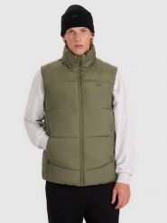 4F Bezrękawnik puchowy z wypełnieniem syntetycznym męski - khaki L. Brązowe kamizelki męskie 4f, l, z gumy. Za 229.99 zł.