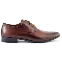 Lukas Buty męskie wizytowe 256 brązowe. Brązowe buty wizytowe męskie z jeansu, bez zapięcia. Za 367.89 zł.