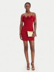 Guess Sukienka koktajlowa W6RK80 WI342 Czerwony Classic Fit. Czerwone sukienki damskie Guess, z aplikacjami, z syntetyku, wizytowe, bez kołnierzyka, bez ramiączek. Za 695.00 zł.