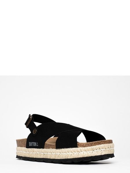 BAYTON Sandały "Leida" w kolorze czarnym na koturnie rozmiar: 40. Czarne sandały damskie Bayton, bez wzorów, bez obcasa, na koturnie. Za 145.26 zł.