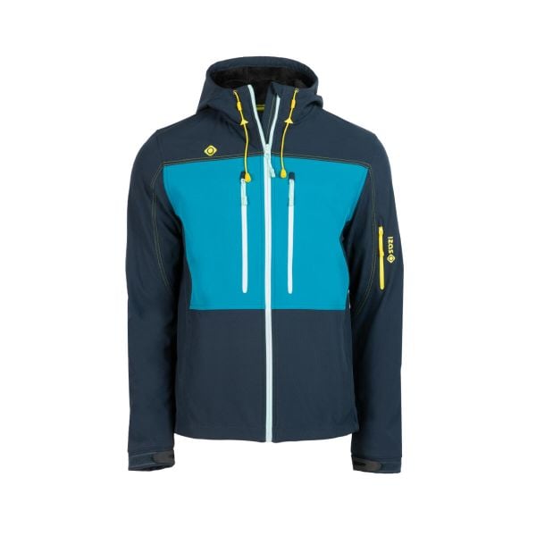 Kurtka termiczna KONKA Soft Shell z membraną AWPS: wodoodporna i wiatroszczelna. Niebieskie kurtki męskie IZAS, l, bez wzorów, z futra, bez kaptura. Za 486.91 zł.